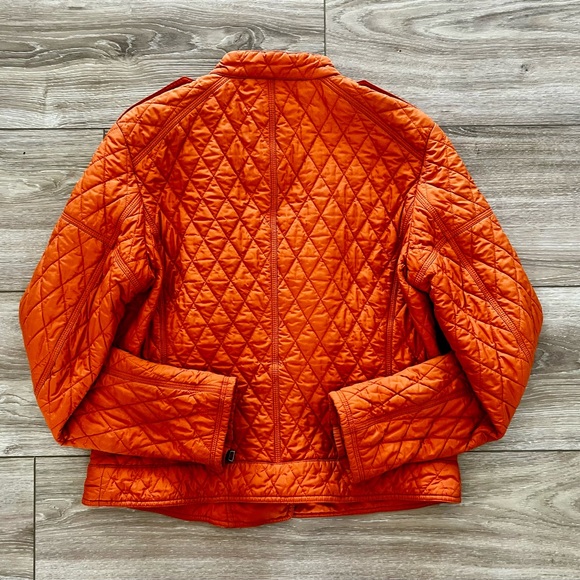 Bold Quilted Orange Bomber Jacket - Picture 3 of 15